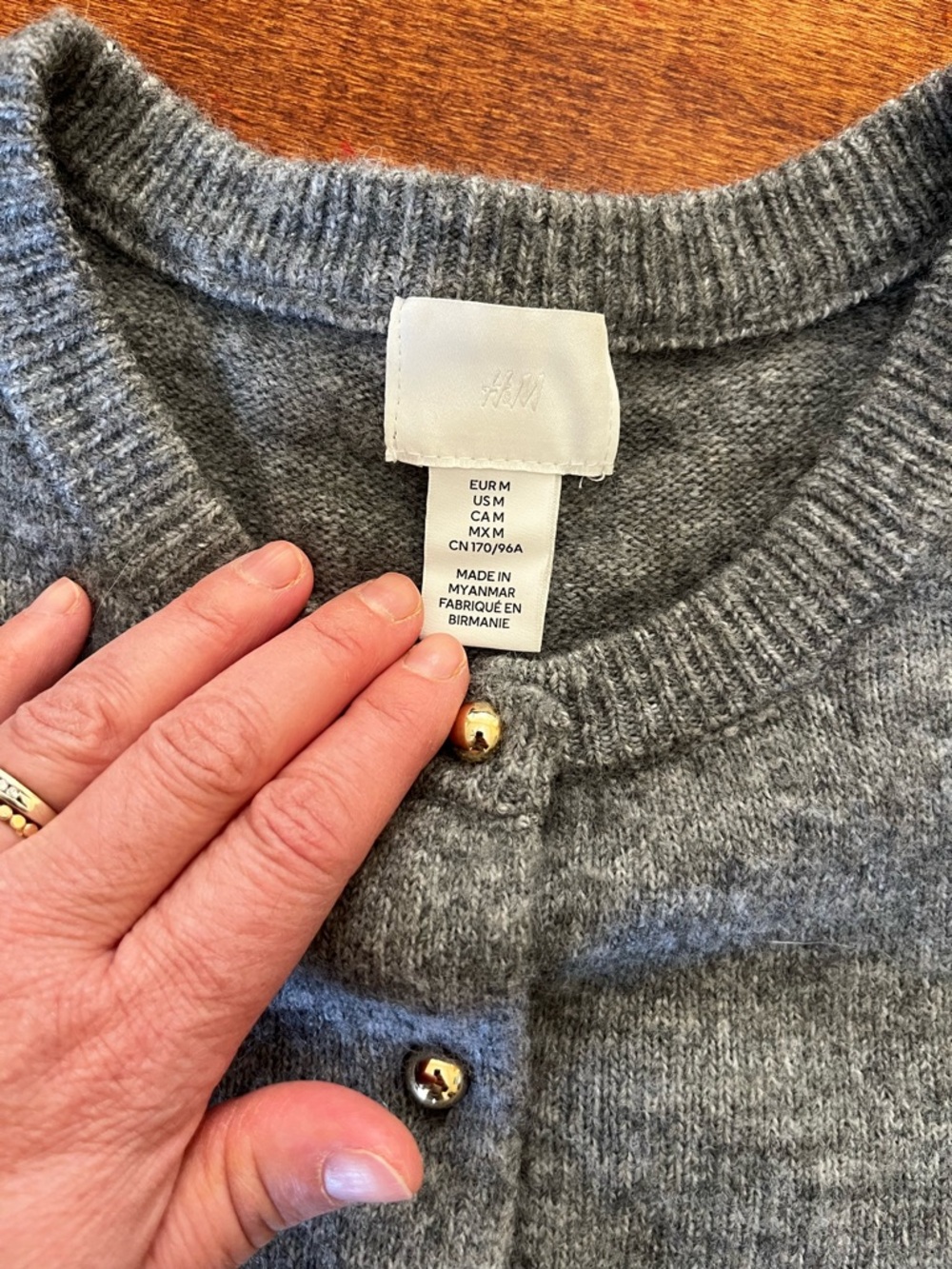 H&M Gray Knit Button Cardigan with silver Buttons - Picture 4 of 7